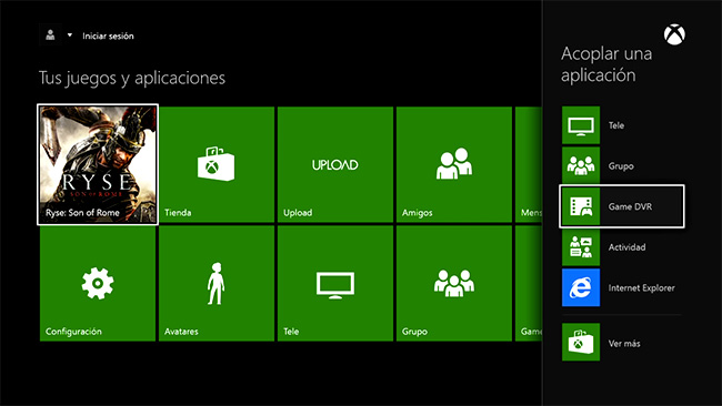 Acoplar aplicación en Xbox One.
