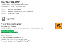 CV del ingeniero gráfico de Rockstar.