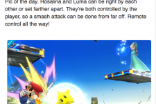 Rosalina y Luma luchando en Super Smash Bros.