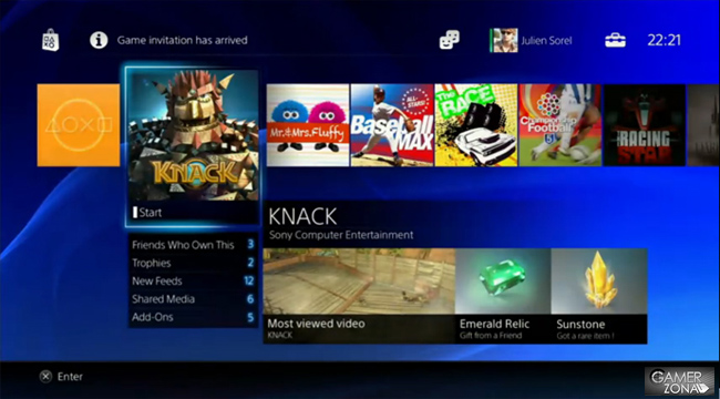 PlayStation 4 interfaz