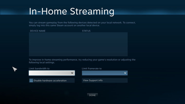 Pantallazo del streaming 'in-house'.