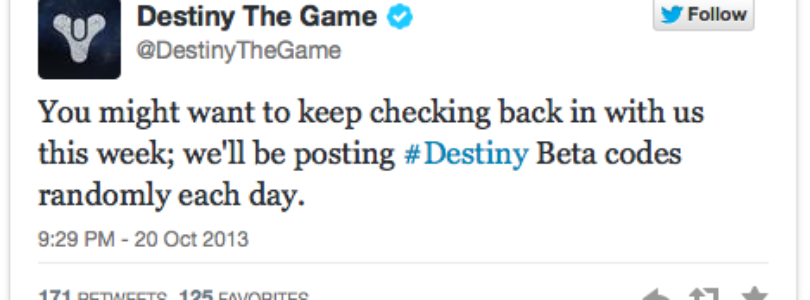Tuit de Bungie sobre la beta de Destiny.